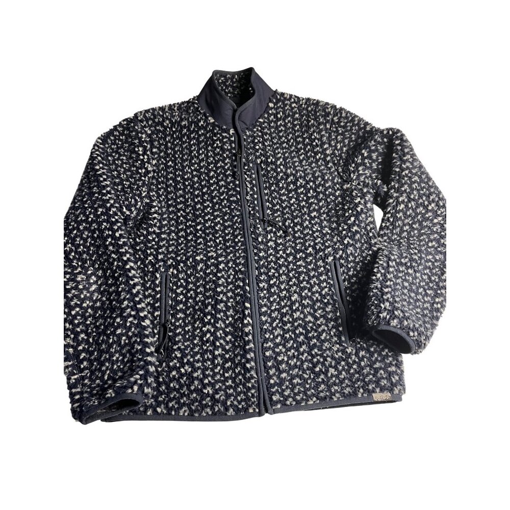 J Crew Nordic  Mens S Blue birdeye Fuzzy Sherpa Full Zip Fleece pockets  Jacket